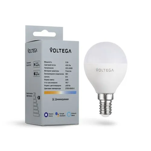 Лампа светодиодная диммируемая Voltega E14 5W 2700К матовая VG-G45E14cct-WIFI-5W 2428  фото 3